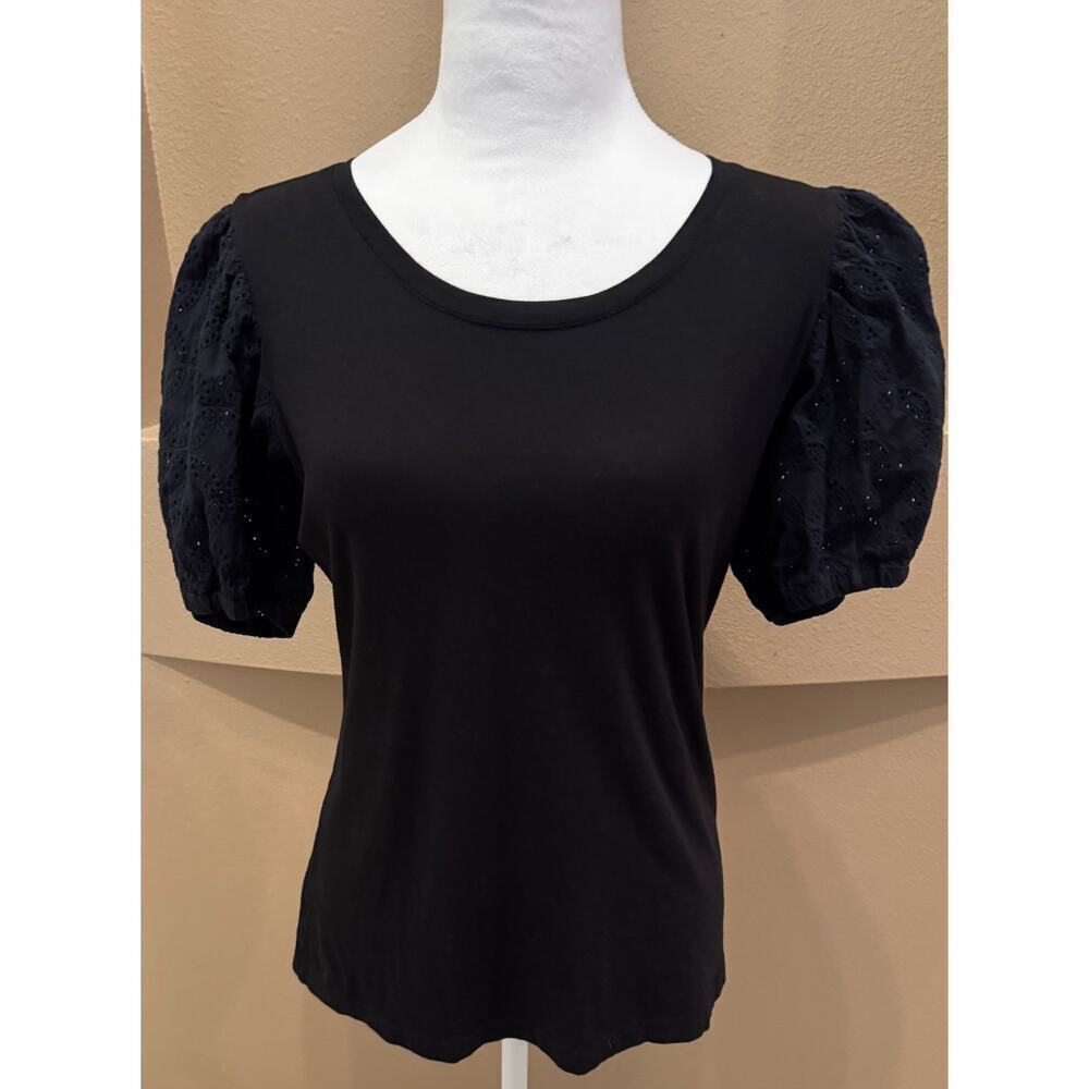Ralph Lauren Women Black Puff Short Sleeve Top Size XS